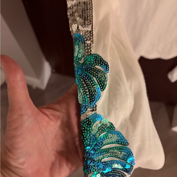 PINK Victoria's Secret Long Sleeve White Shirt with Sequin Design - Picture 2 of 4